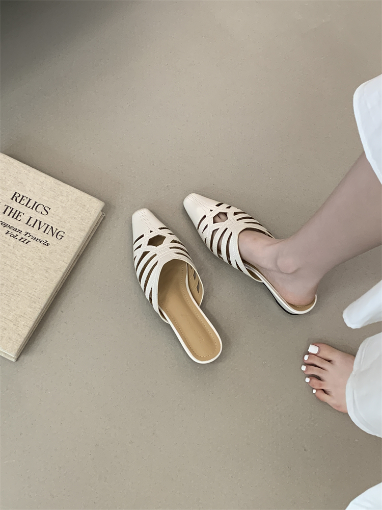 2026 New Autumn Hollow Out Open Toe Half Slippers Women's Wearing Outside Slope Heel Slip-on Mules Casual Summer Sandals - Image 4