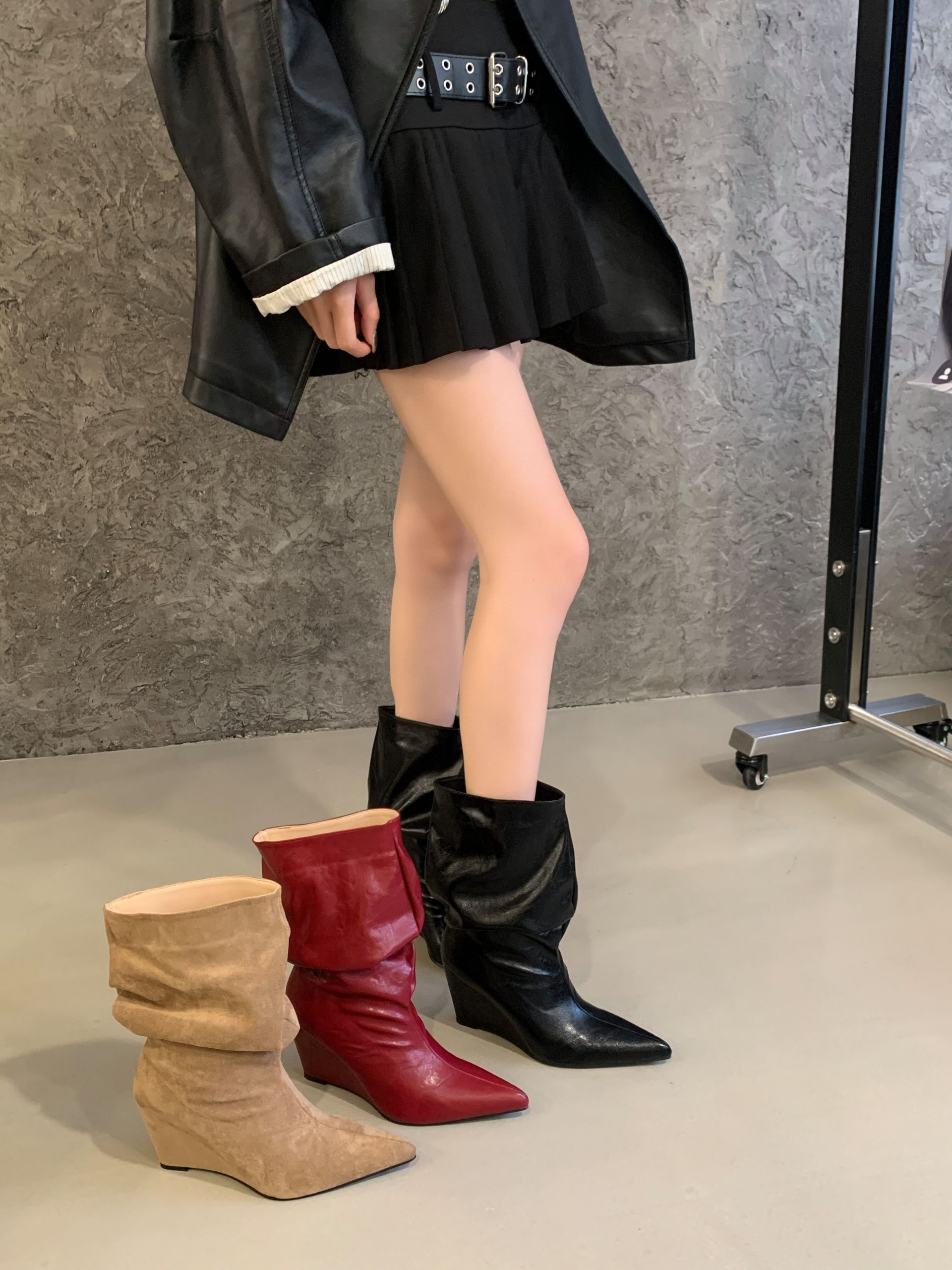 BUBUFLY 2026 New European American Style Pointed Toe Stacked Heel Short Boots Women's High Heel Fashion Boots