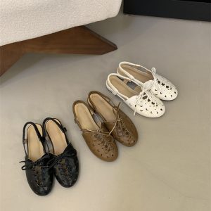 Women's Summer Low Heel Sandals 2026 New Sweet Hollow Out Roman Shoes